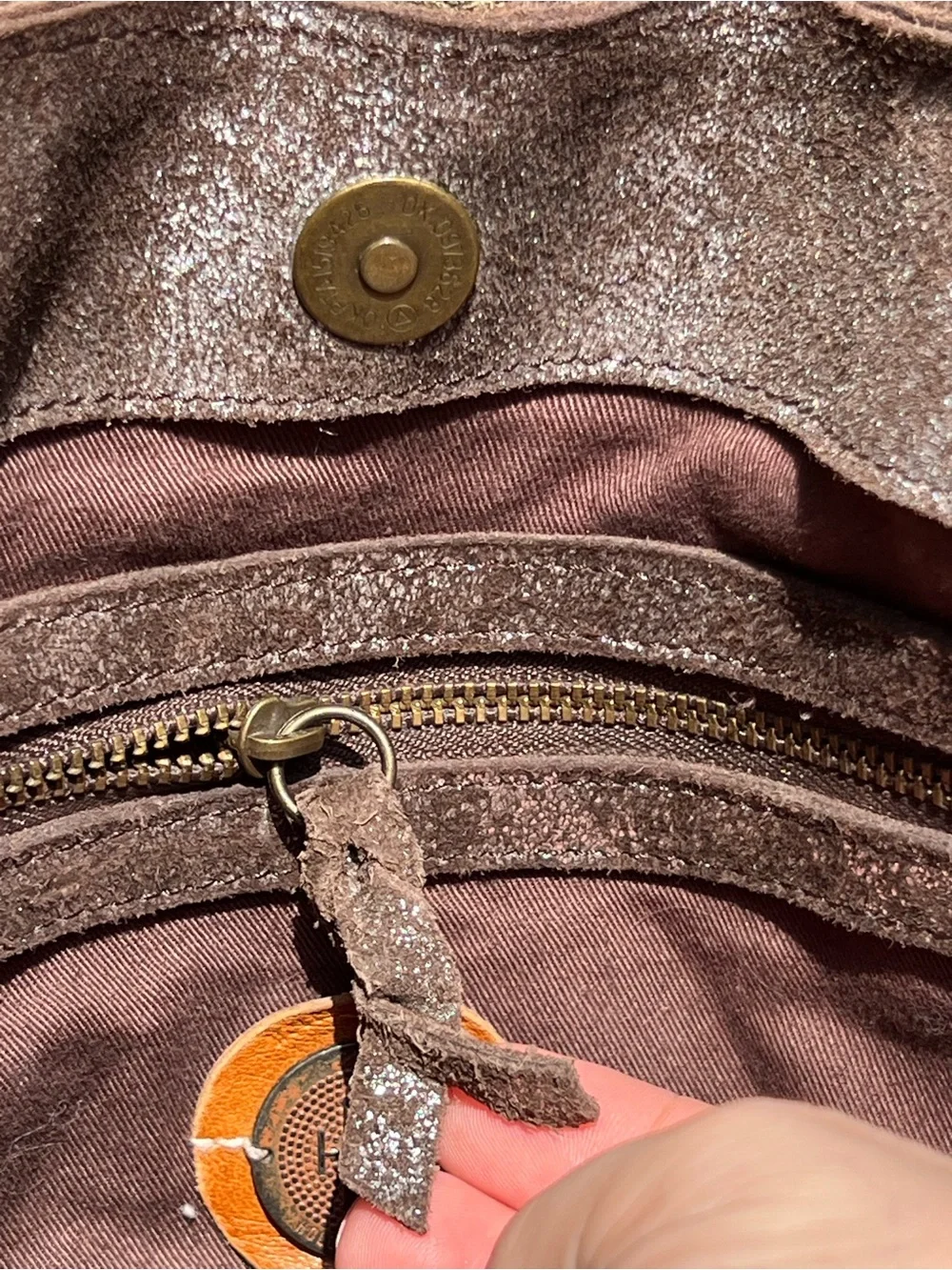Anthropologie HOLDING HORSES Shimmer Metallic Leather Hobo Bag Boho Slouchy